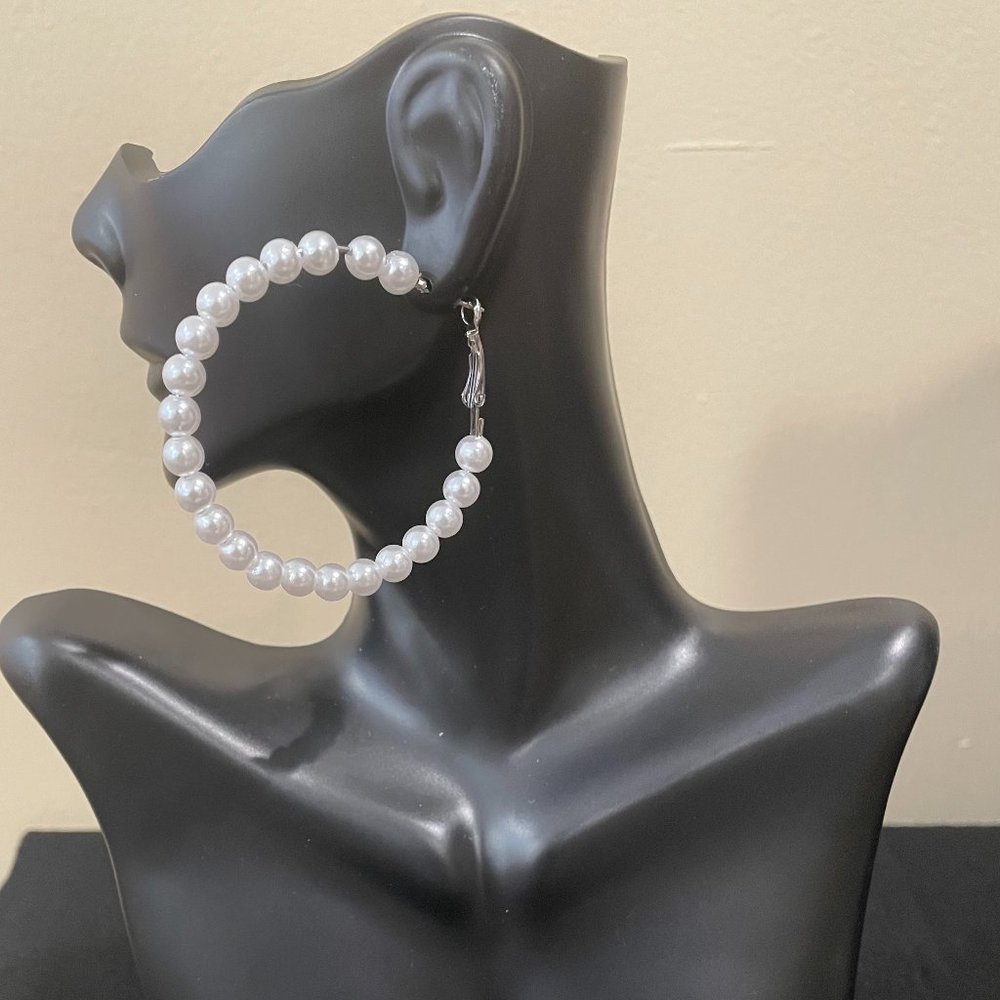 Pearl Hoop Earrings Diva Glam Sorority